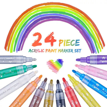 24 Colours Acrylic Paint Pens For Rock Painting Stone Ceramic Glass Rock Markers