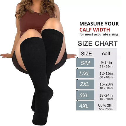 Wide Compression Socks 15-20mmHg Full Calf Compression Stockings XL 3Pairs
