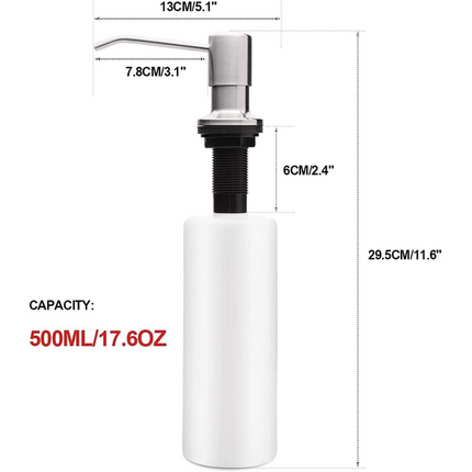 2pcs 500ml Kitchen Sink Soap Dispenser Hand Liquid Pump Bottle Stainless Steel Head