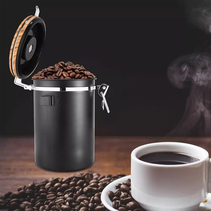 1.8L Coffee Canister Airtight Stainless Steel Vacuum Storage Bean Container