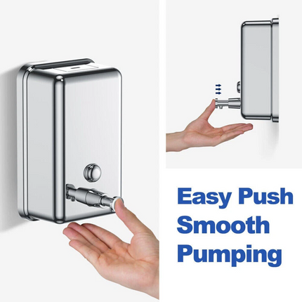Soap Dispenser Wall Mount Stainless Steel Manual Liquid Pump 1000ML