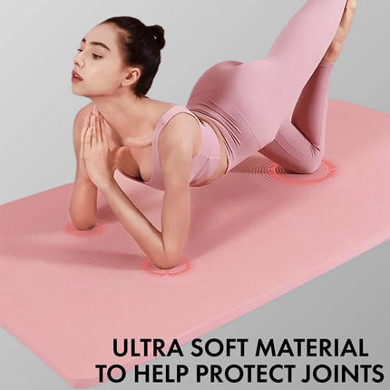 Yoga Mat Exercise Fitness Pilates Gym Thick Pad Non-Slip Strap Home Workout Pink