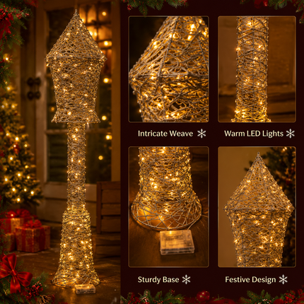 75cm Christmas LED Floor Lamp Warm White Lantern Holiday Decor Indoor Outdoor