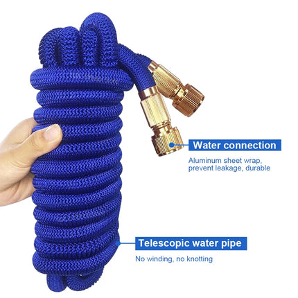 100FT Expandable Flexible Garden Water Hose Pipe Spray Gun Blue Garden Hose Pipe