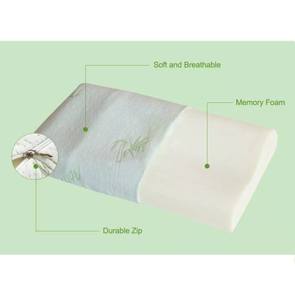 2x Pack Luxury Bamboo Memory Foam Fabric Fibre Cover Contour Pillow 50X30cm