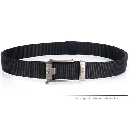 Men Ratchet Nylon Belt Web Tactical Gun Belt with Automatic Slide Buckle Gift Black