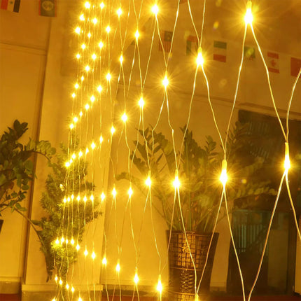 LED Net Mesh Curtain String Fairy Lights Xmas Wedding Party Garden Outdoor Decor
