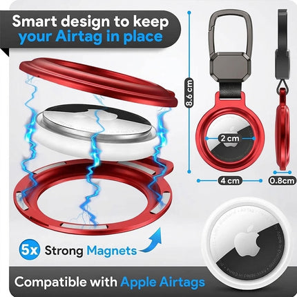 For Apple AirTag Heavy Duty Metal Case Air Tag Shell Shockproof Cover Red