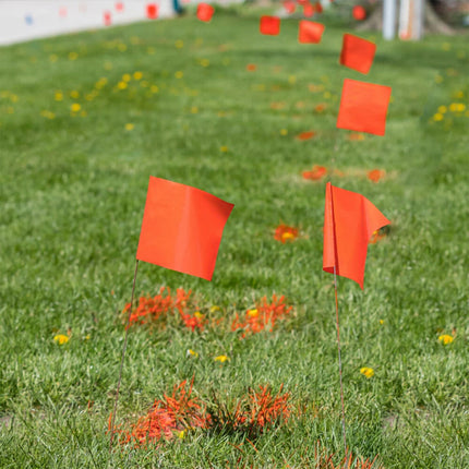 100Pcs Marking Flags Lawn Flag Markers Waterproof Non-Fading PVC Landscape Flags Orange