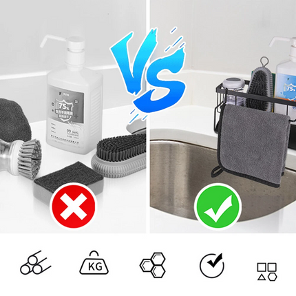 Kitchen Sink Rack Organizer Kitchen Sink Sponge Holder with Self-draining Tray
