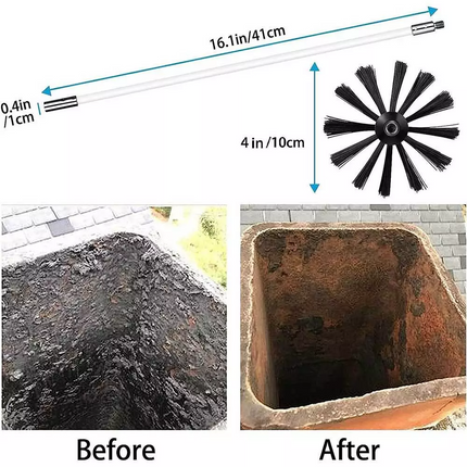24x Flexible Chimney Sweep Set Kit Flue Sweeping Brush & Rod Soot Cleaning Rods