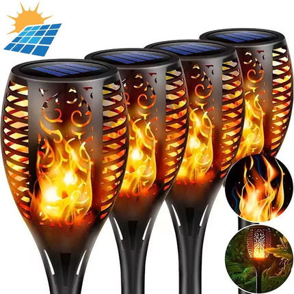 4 Pcs Outdoor Solar Flame Lights Fire LED Torch Garden Halloween Decorations Light