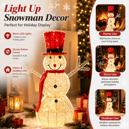 70cm Lighted Snowman Christmas Decoration LED Metal Frame Holiday Indoor Outdoor