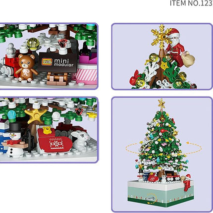 Christmas Tree Rotating Music Box Building Blocks Toy Gift Santa Decor 506pcs