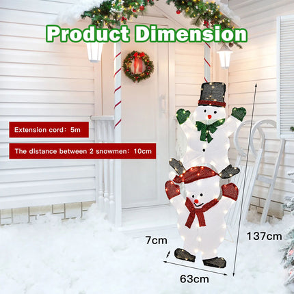 1.4M Christmas Lighted Double Snowman Decor Xmas Home Outdoor Yard Garden Sign