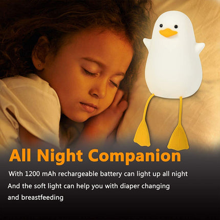 Portable Duck Night Light for Kids Cute Seagull Silicone Dimmable Bedside Lamp