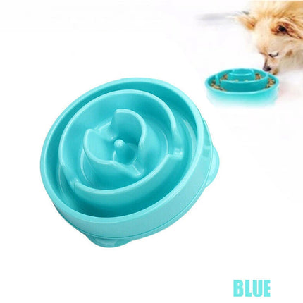 Dog Slow Feeder Pet Bowl Fun Bloat Maze Interactive Food Healthy Eating Dog Cat Blue-L