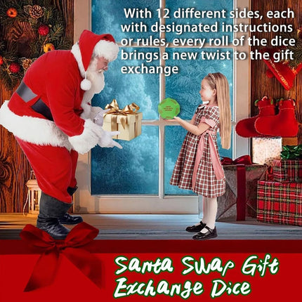 2Pcs Santa Swap Gift Exchange Dice Christmas Party Gift Exchange Dice Game 12 Sides