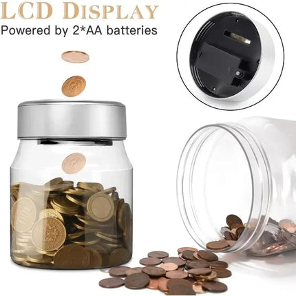 Coin Money Counting Jar Digital LCD Display OZ Coins Piggy Bank Box Gift