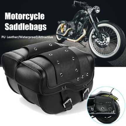 Universal Motorcycle Luggage Saddle Bags Storage Bag Side Tool Bag PU Leather