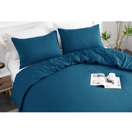 2000TC Bamboo Cooling Quilt Cover Set Silky Soft Touching Comfort For All Season Queen Biscay blue