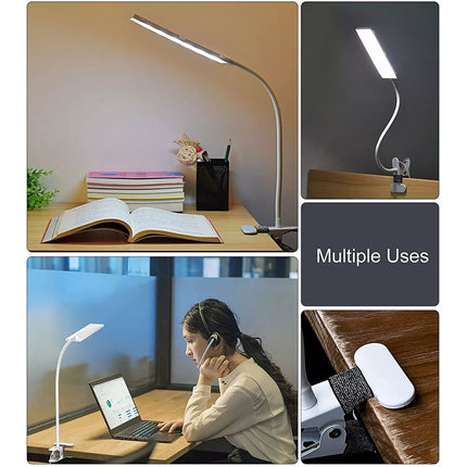 Dimmable Clip On LED Desk Lamp Eye Care USB Power Light Adjustable Clamp