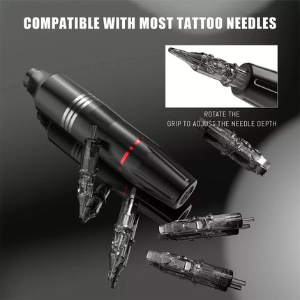 Wireless Tattoo Gun Kit Complete Rotary Pen Machine With Power Supply Ink Needle