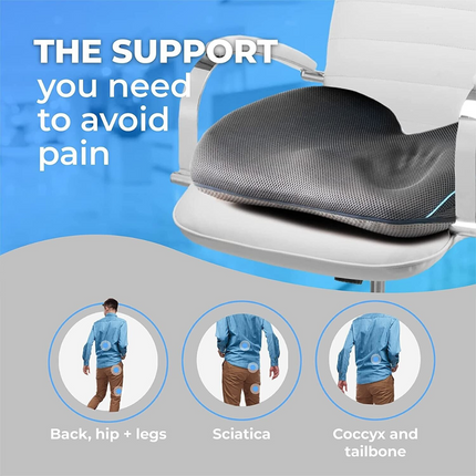 Memory Foam Chair Cushion for Back Support, Sciatica Pain Relief