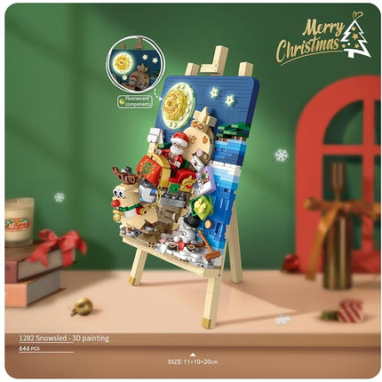 LOZ Christmas Santa Sleigh Painting Frame Mini Bricks Building Blocks Toy Gift