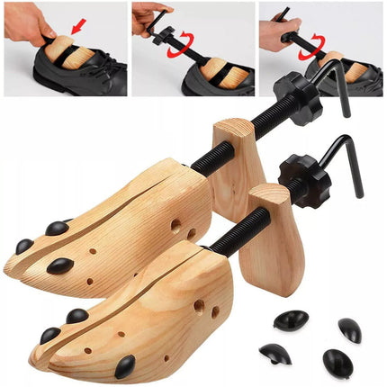 1 Pair 2-Way Wooden Shoe Stretcher Expander Adjustable Cedar Shoe Tree Unisex