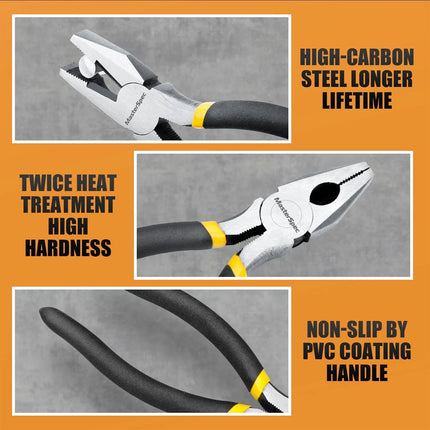 10Pcs Hand Tool Set Pliers Set w/ Storage Pouch for Home Maintenance