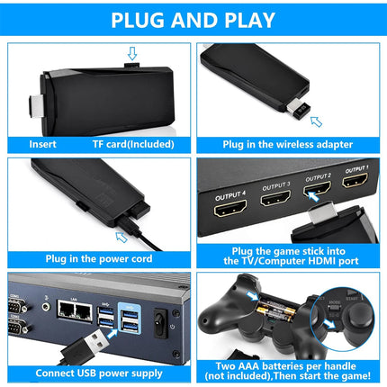 Retro Games Console 2.4G Wireless Video Game Stick 4K HDMI TV Gamepad