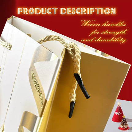 12 PCS Christmas Gift Bags Tote Drawstring Party Xmas Reusable Paper Wrapping Pattern 3