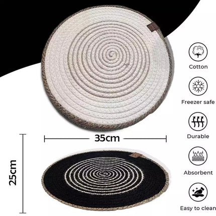 Coaster Round Thread Hand Woven Coffee Wine Tea Mat Non-slip Placemat Kitchen