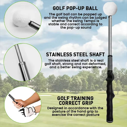 Golf Swing Practice Stick Telescopic Trainer Master Training Aid Posture Correct  （black）