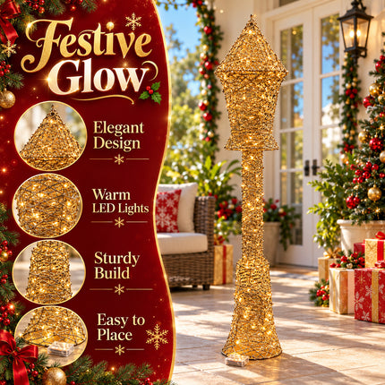 LED Christmas Floor Lamp Lantern Light Indoor Outdoor Holiday Decor for Home Garden 75/150cm