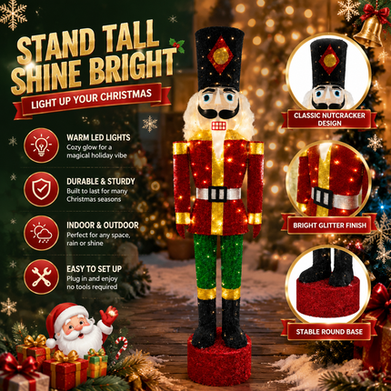 150cm Lighted Nutcracker Christmas Decoration LED Soldier Indoor Outdoor Decor