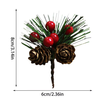 40Pc Artificial Christmas Berry Pine Branch Cone Holly Flower Pick XMAS Decor