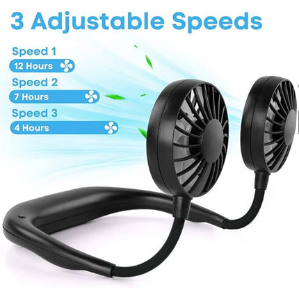 Neck Fan Headphone Design Wearable Portable USB Rechargeable Hand Free Personal