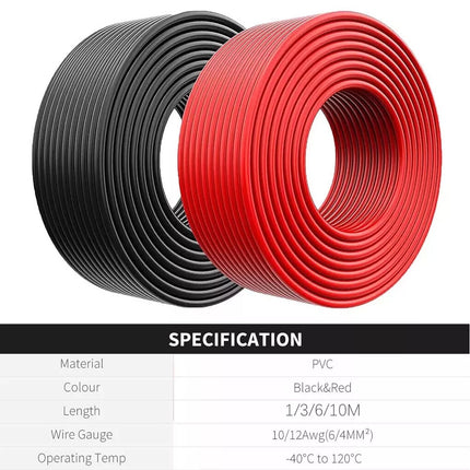 10M Extension Cable Wire Connectors Solar Panel To Regulator 6mm² 10AWG 12AWG