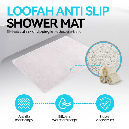 2PCS Anti Slip Loofah Shower Rug Non Slip Bathroom Bath Mat Carpet Water Drains