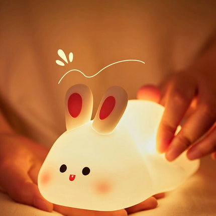 Big face rabbit patting small night light colorful toy ornaments