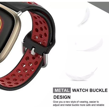 Black & Red For Fitbit Versa 4 3 Sense 2 Watch Strap Replacement Silicone Wrist Band Bands