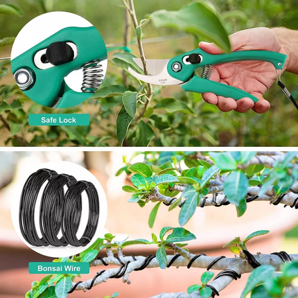 16PCS Bonsai Tree Kit Tool for Beginner Starter Trimming Care Kit W/ Scissor