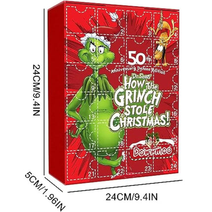 Christmas Advent Calendar The Grinch Elf Figures Doll Countdown Calendar Red