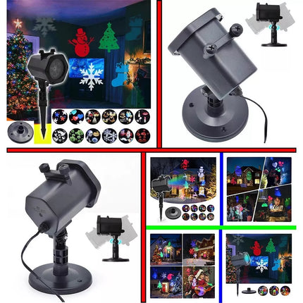 RGB laser projector with 12 Christmas patterns Lights LED Party Snow light Party