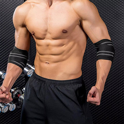 Pair Of Black Heavy Duty Elbow Wraps For Powerlifting And Bodybuilding