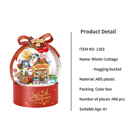 LOZ Christmas Winter House Snow Globe Mini Bricks LED Building Toy Gift 466pcs