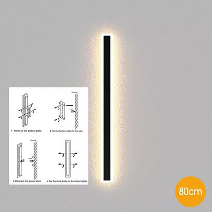 Modern LED Wall Light Sconce Waterproof Outdoor Lamp Exterior Lights Long Strip 19W 80CM Warm White