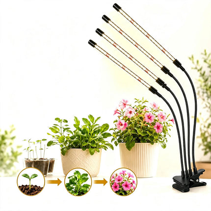 80 LED Grow Light 4 Head Full Spectrum Indoor Plant Lamp Timer USB Dimmable
